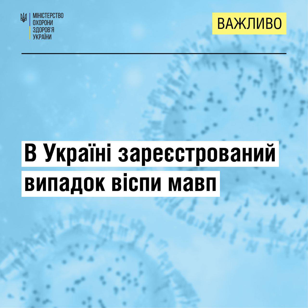На сайте Минздрава сообщают о том, что обезьянью оспу обнаружили в Украине