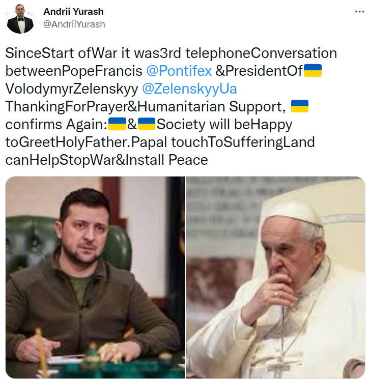 Зеленский поговорил с Папой Римским