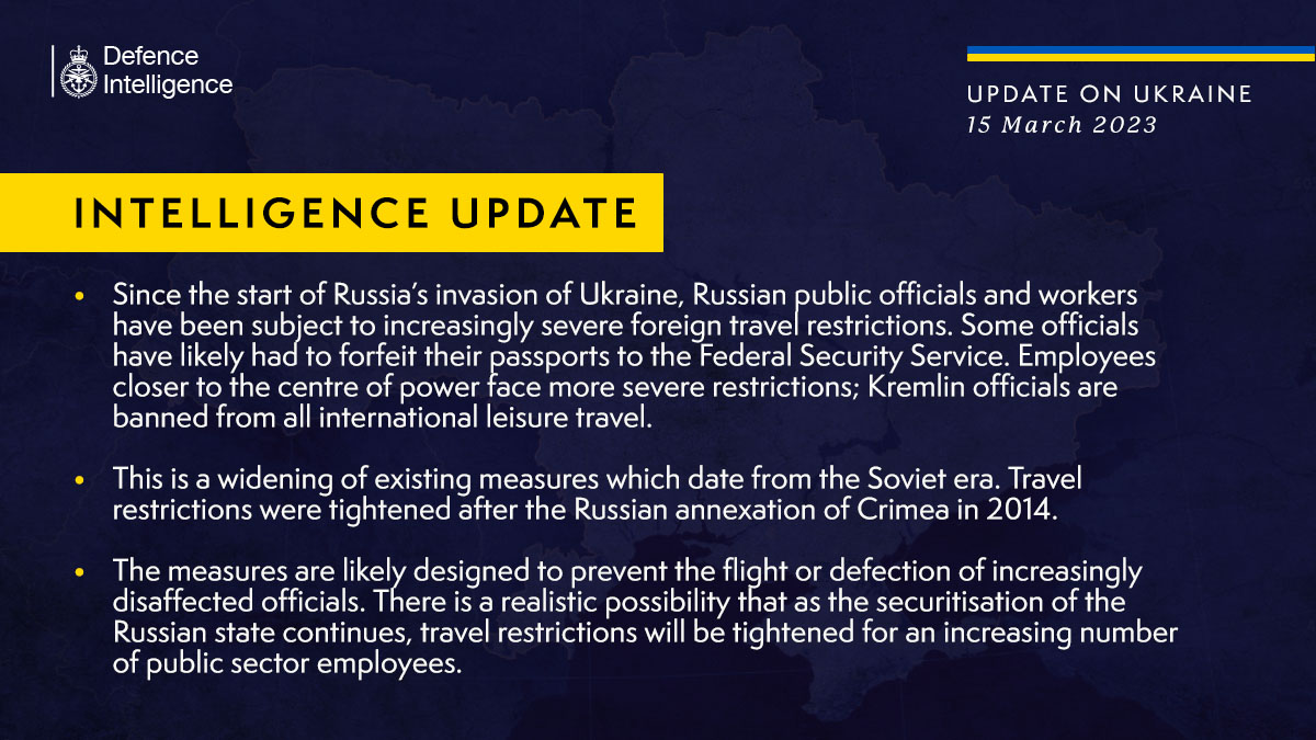 З початку війни в Україні російським держслужбовцям обмежують виїзд із РФ - британська розвідка