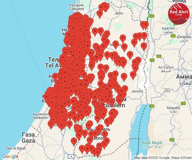 Карта повітряної тривоги в Ізраїлі