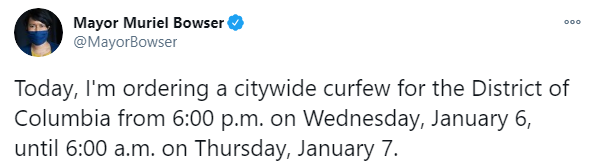 мэр&nbsp;Вашингтона Мюриэл Баузер распорядилась&nbsp;ввести комендантский час