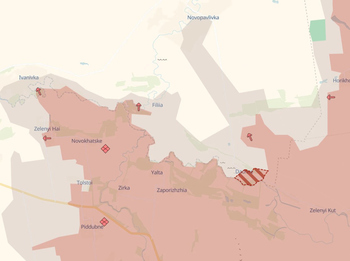 Дніпропетровська область – карта бойових дій. Джерело - Deep State