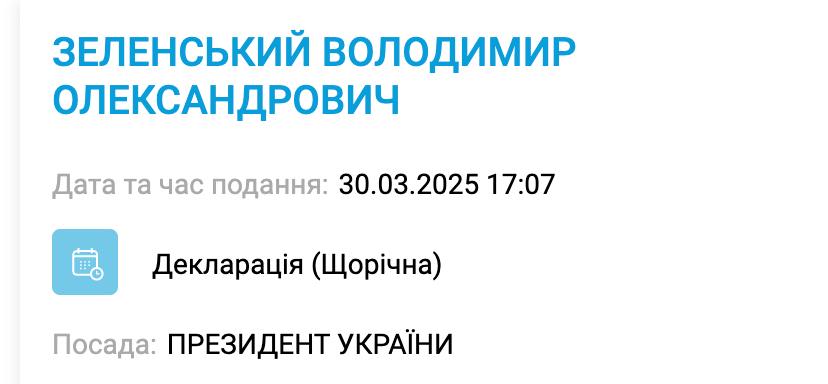 Снимок информации на president.gov.ua