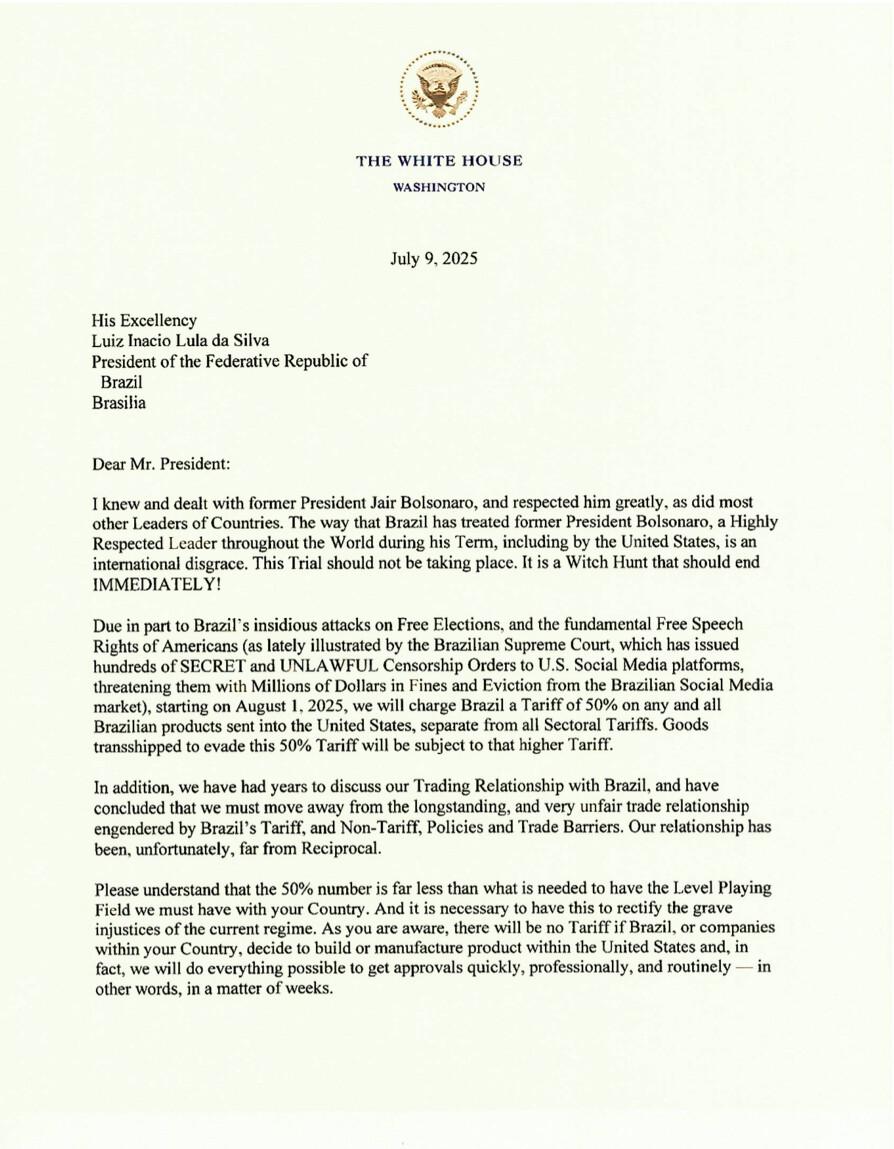 Знімок листа Трампа на whitehouse.gov