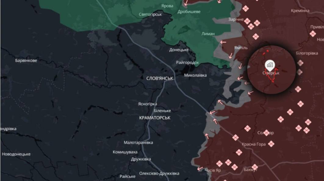Сіверськ. Карта бойових дій. Джерело &ndash; Deep State