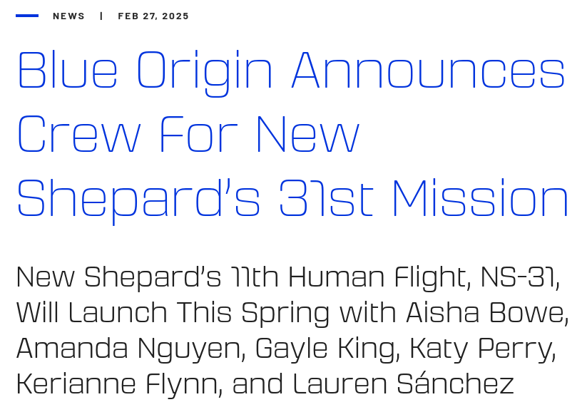 Знімок заголовка на blueorigin.com