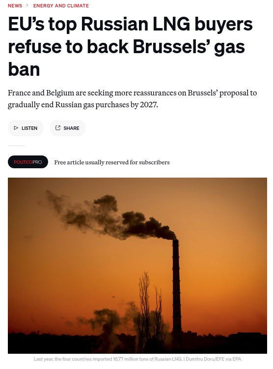 Знімок заголовка на politico.com