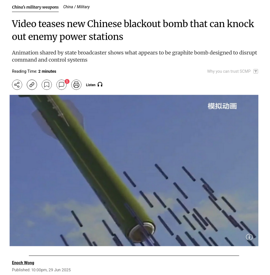 Снимок заголовка на scmp.com