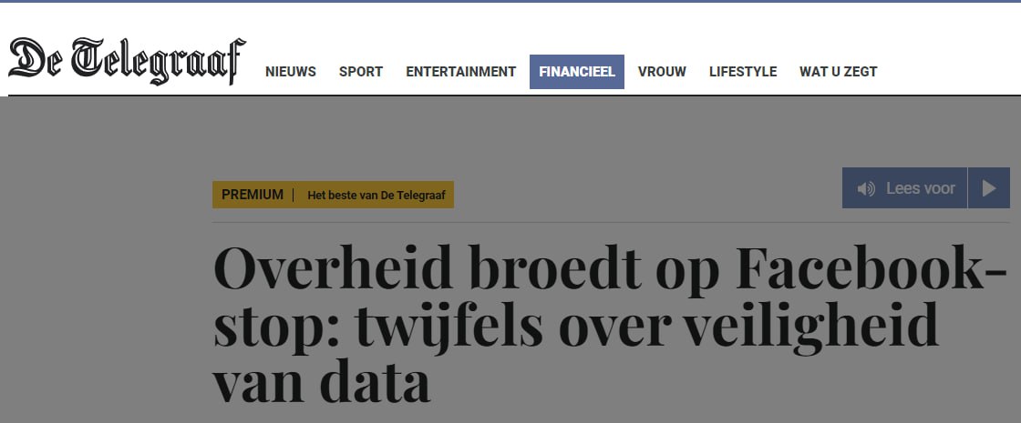Снимок заголовка на De Telegraaf