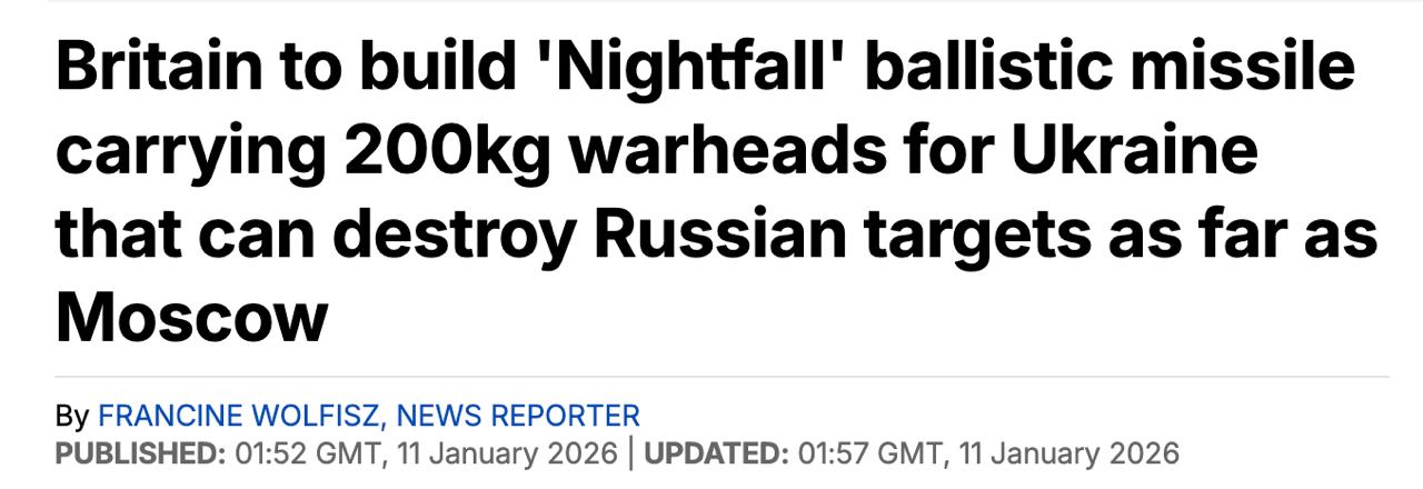 Знімок заголовка на dailymail.co.uk - Британія хоче створити для України далекобійні ракети