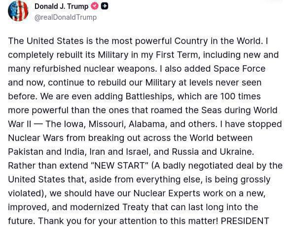 Трамп доручив розробити новий договір про нерозповсюдження ядерної зброї.