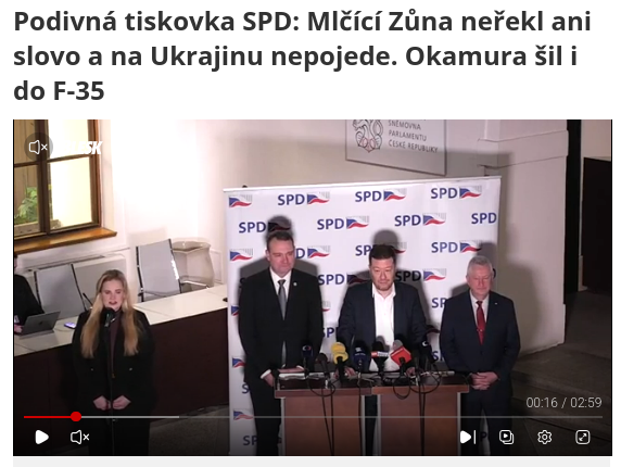 Снимок заголовка на blesk.cz - Министр обороны Чехии отказался от поездки в Украину